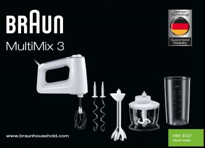 Braun 4644-HM3137WH 0X22211039 MultiMix 3 Hand mixer HM 3137 Klein huishoudelijk onderdelen en accessoires